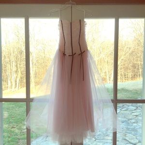 Jessica McClintock Pink Taffeta Dress w Black Bows